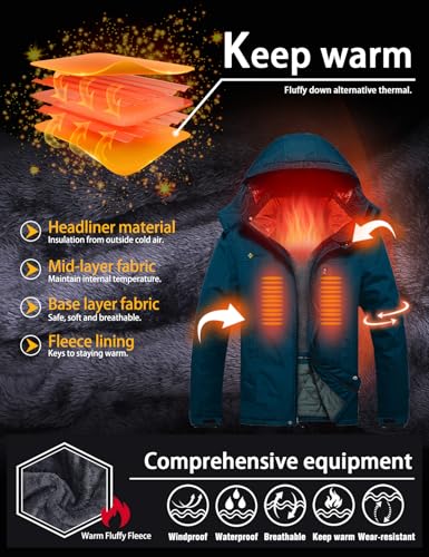 Image of GEMYSE Men's Ski Snow Jacket Warm Winter Waterproof Coat Snowboard Rain Jacket Hooded Windproof Windbreaker
