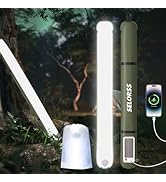 SELORSS Inflatable Camping Lights 33.86IN/86CM Foldable Outask Telescopic Lamp, Portable Outdoor LED Light IP66 Waterproof With Dimmable Bright USB For Camping, Hiking - 2 Pack Green