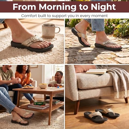 Image of Clarks Womens Breeze Sea Flip-Flop Sandals - Comfortable Flip Flop with Adjustable Hook and Arch Support - Casual Summer Wearing Cloudsteppers for Everyday