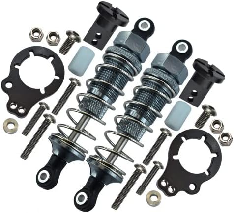 GPM For Tamiya Lunch Box Upgrade Parts Aluminum Rear Adjustable Spring Damper (75mm) & Protector Mount - 1Pr Set Gray Silver