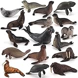 Fantarea 17 PCS Sea Marine Animal Figures Ocean Creatures Action Models Sea Lion Manatee Fur Seal...