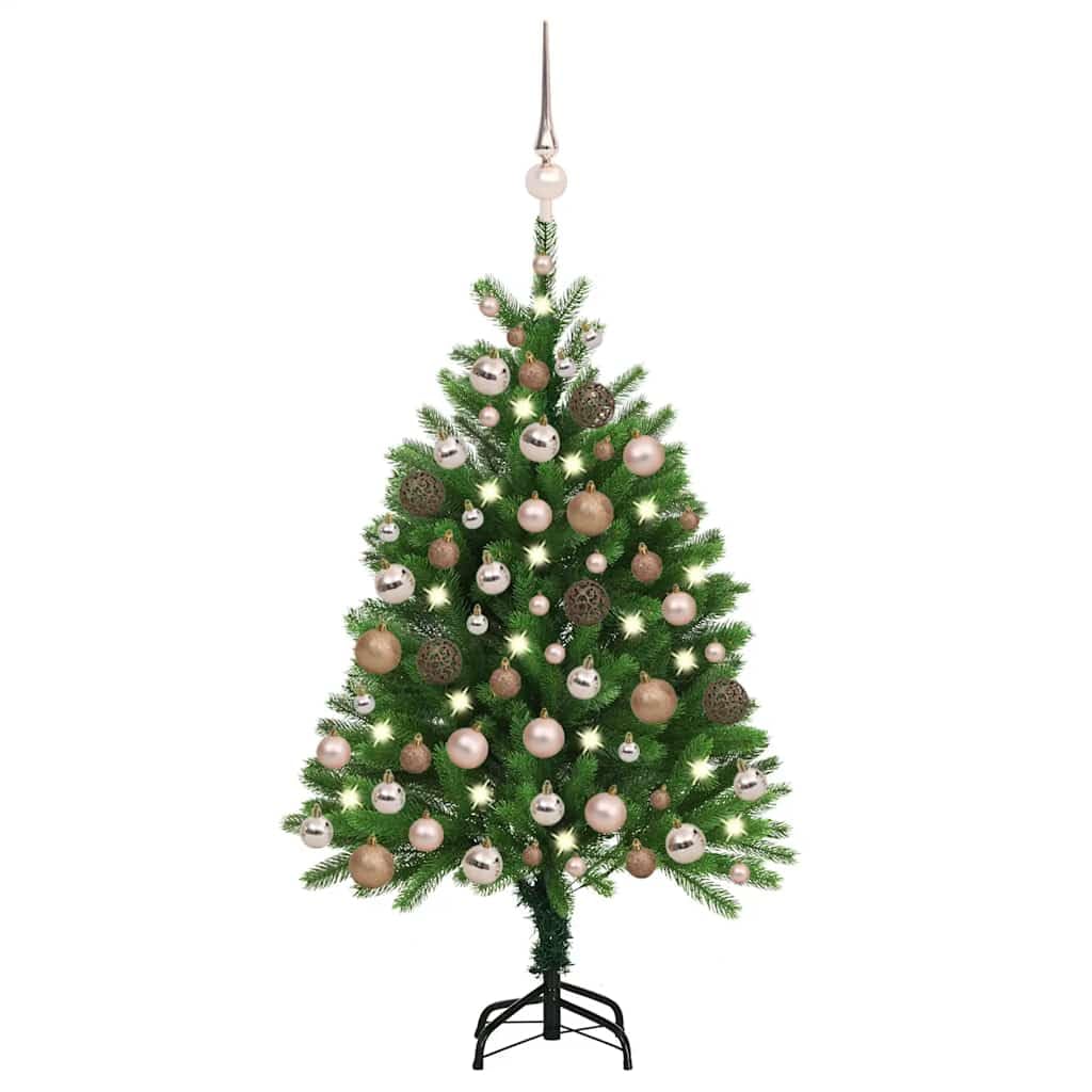 Arbre de Noël artificiel vert 120 cm illuminé avec 61 boules