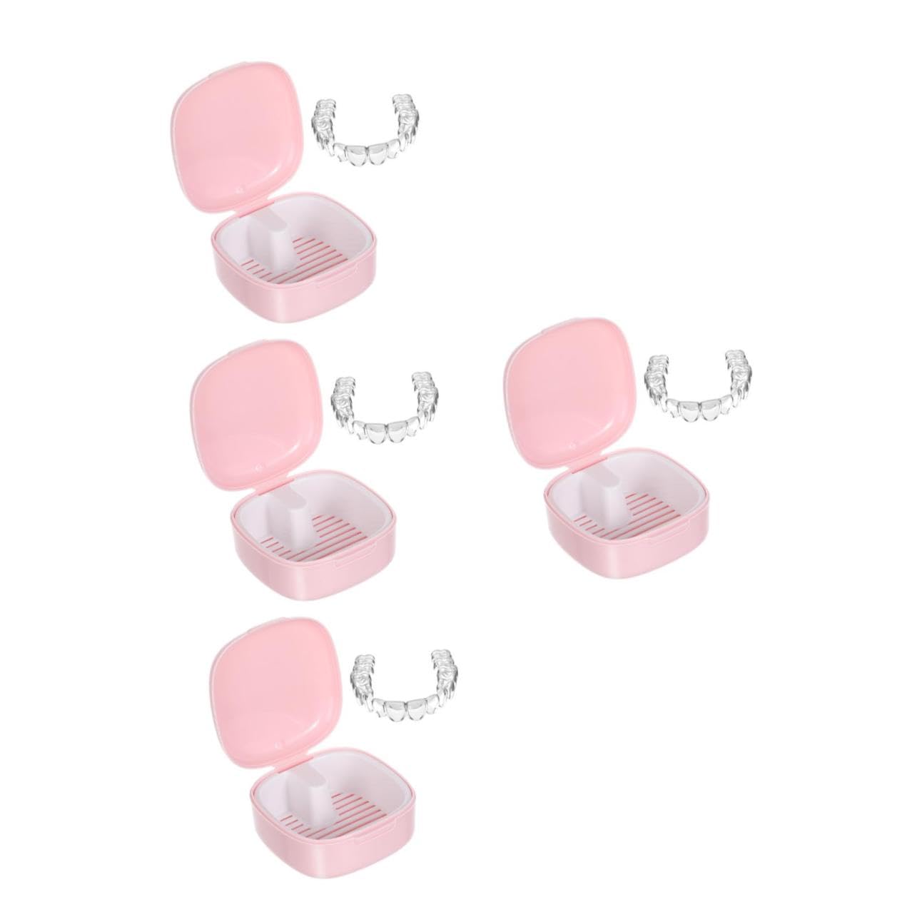 VALICLUD Scatola Porta-Dentiera Da 4 Pezzi Contenitore Sottile Per Denti Finti Antipolvere Portatile Per La Pulizia Notturna Dei Denti Contenitore Modellabile Per Tartaro Piccolo