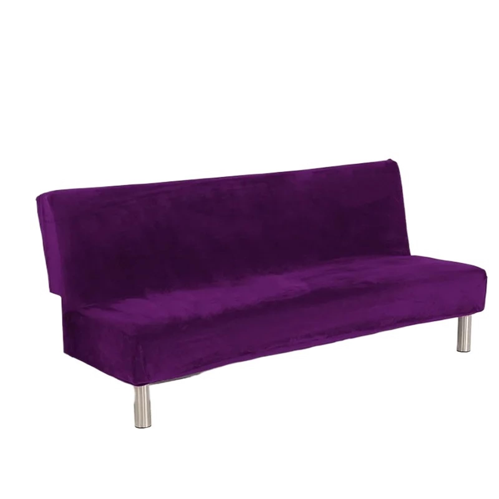 GCYEIDMA Armless Sofa Slipcover Plush Armless Sofa Bed Cover Folding Seat Slipcover Elastic Couch Protector Washable Removable Slipcovers(Purple,L 185-210cm)