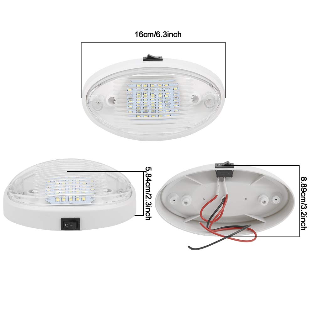 Luce di utilità per veranda esterna ovale a LED per camper, lampada da soffitto a LED ad alta luminosità da 12V 400lm per rimorchio di barche per yacht e camper