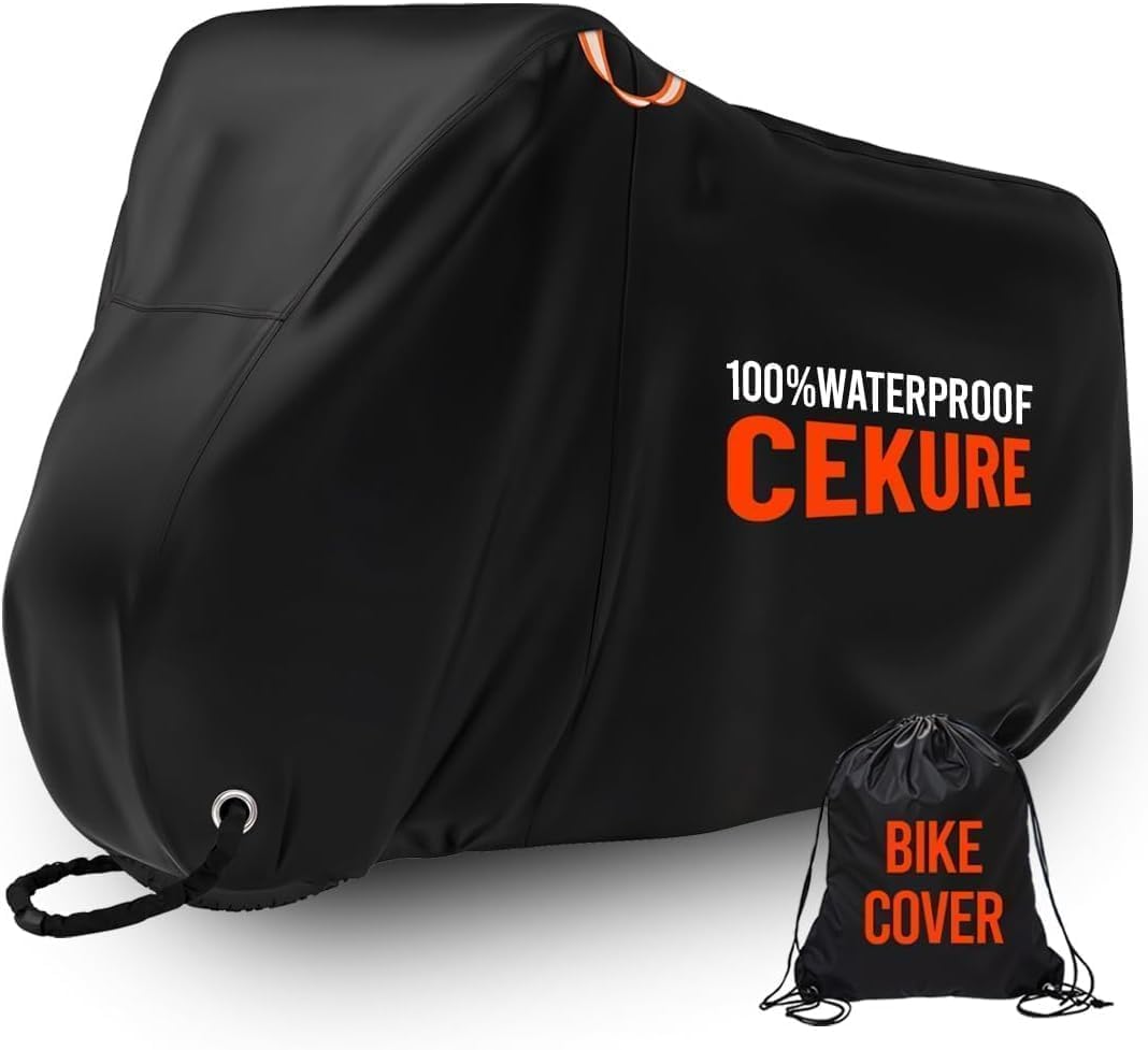 Heavy-Duty 600D, 1-2 Bikes Bike Cover Transport on Rack - Accident Proof Reflective Design Bike-Covers for 2 Bikes on Rear Bike Rack Ultra Waterproof Ebike Cover
