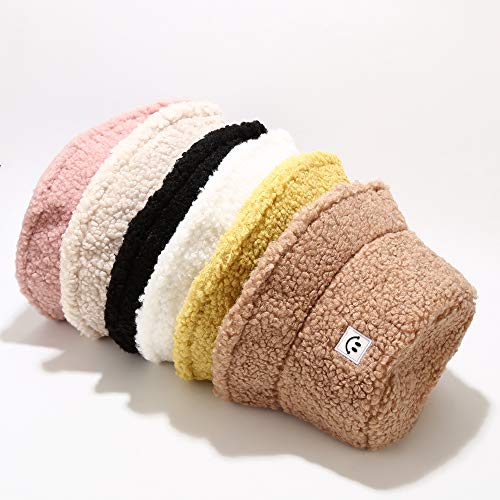 Kids Smile Teddy Winter Cloche Bucket Hats Fuzzy Faux Fur Packable Brim Girl Boy2