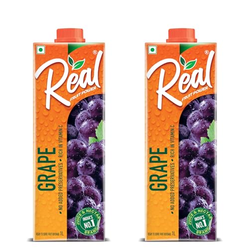 Image of DABUR Real Grape Fruit Juice 1L Rich In Vitamin C No Added Preservatives, No Artificial Colors & Flavours Goodness Of Best Fruits Daily Dose Of Fruit Nutrition Tasty, Refreshing & Energising Drink