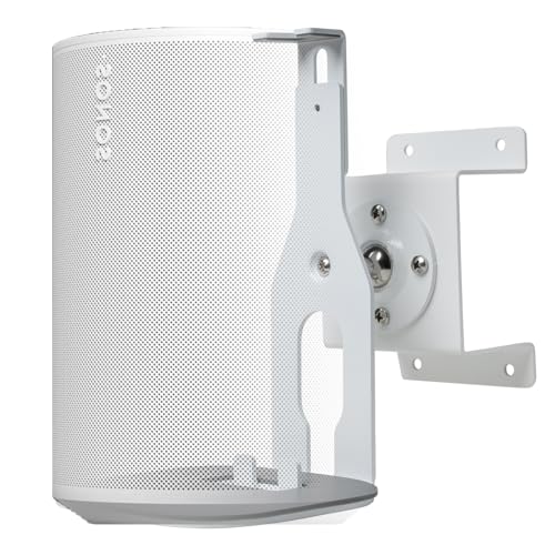 shinar MetalWall Mount Compatible with Sonos Era 100, Sonos One, One SL and Play: 1 Swivels up to 360°, Tilts -70°/+70°, Swivels 70° (Left/Right) with Cable Management (1-pack, White)