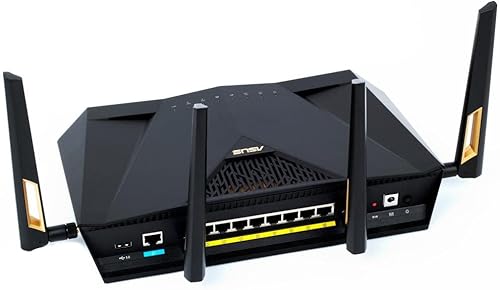 Vista 2 de ASUS Router para juegos WiFi 6 de doble banda AX6000, 8 puertos, seguridad de por vida, QoS adaptable