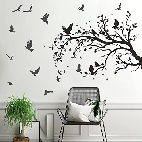 Vinilos decorativos ramas árbol y pájaros negros 12x18 in miniatura 5