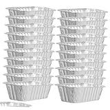 iplusmile 50 piezas Unidades Bandejas Rectangulares Aluminio para Hornear Pan Multiusos Moldes para Tartas para Cocina y Barbacoa Almacenamiento Fácil Portátil