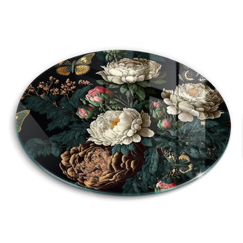 Protection plaque induction haut de gamme 40cm fleurs de pivoine