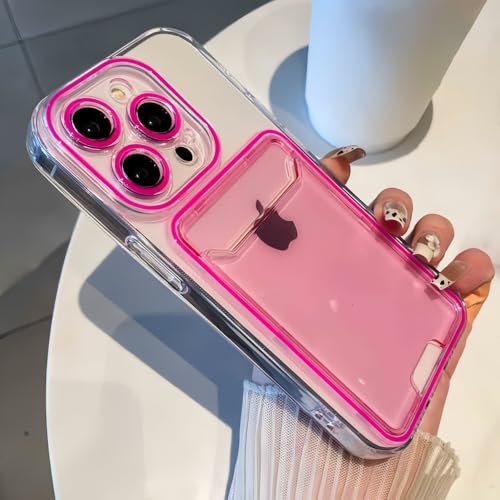 Coque portefeuille pour iPhone 16 Pro Max et 15 silicone rose