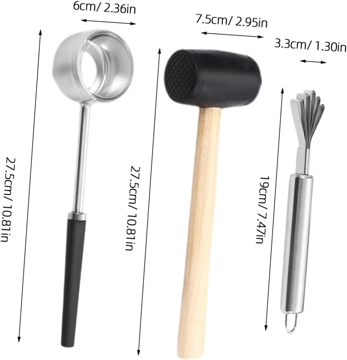NUOBESTY Coconut Opener Tool Set with Rubber Mallet and Stainless Steel Puncher, Manual Coconut Hole Opener Kit for Home Kitchen and Outdoor Use