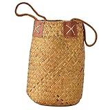 FIXOSHEE Cesta de Flores de Tejida Mano Cesta Decorativa Ligera con Asa Almacenamiento Compacto para Hogar Dormitorio Tienda de Flores y Hotel