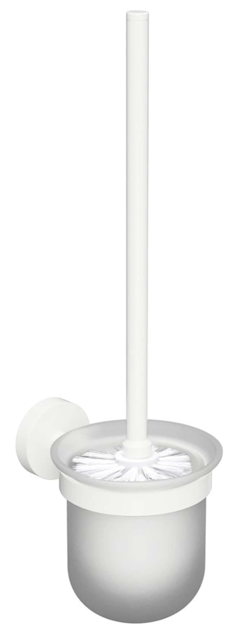 Brosse WC murale design Sapho X-Round verre mat blanc pour salle de bain épurée