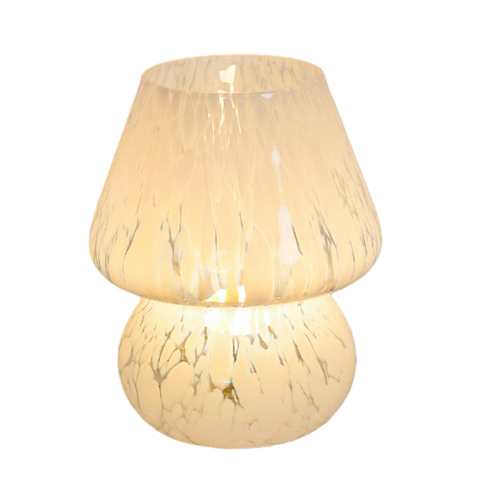 Vintage Mushroom Table Lamp | Translucent Glass, Stepless Dimmable, Aesthetic lamp,Mid-Century Aesthetic for Bedroom & Living Room (White Pattern)