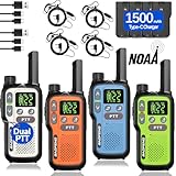 Walkie Talkies Long Range for Adults,Rechargeable Walkie Talkie 22 FRS NOAA Family Emergency Walky Talky 2 Way Radio with Earpiece 1500mAh VOX Type-C Charger for Camping Hiking Hunting Cruise,4Pack