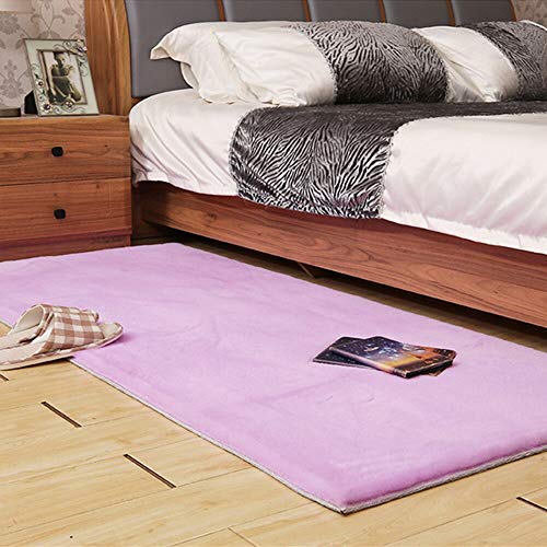 HUAHOO Tapis en fausse fourrure douce pour chambre à coucher, chambre de fille, salon, table de chevet, canapé, chaise, décoration d'intérieur, tapis de sol, 40 x 60 cm, violet rectangulaire Cover