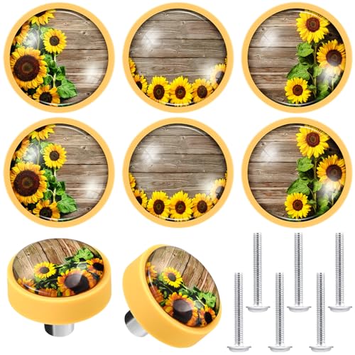 Fumete 12 Pcs Sunflower Knobs Drawer Pulls Cabinet Hardware, Flower