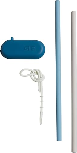 GIR: Get It Right - Pajitas de silicona reutilizables con estuche de viaje y escobilla de limpieza, pajitas largas para vasos, cócteles y bebidas