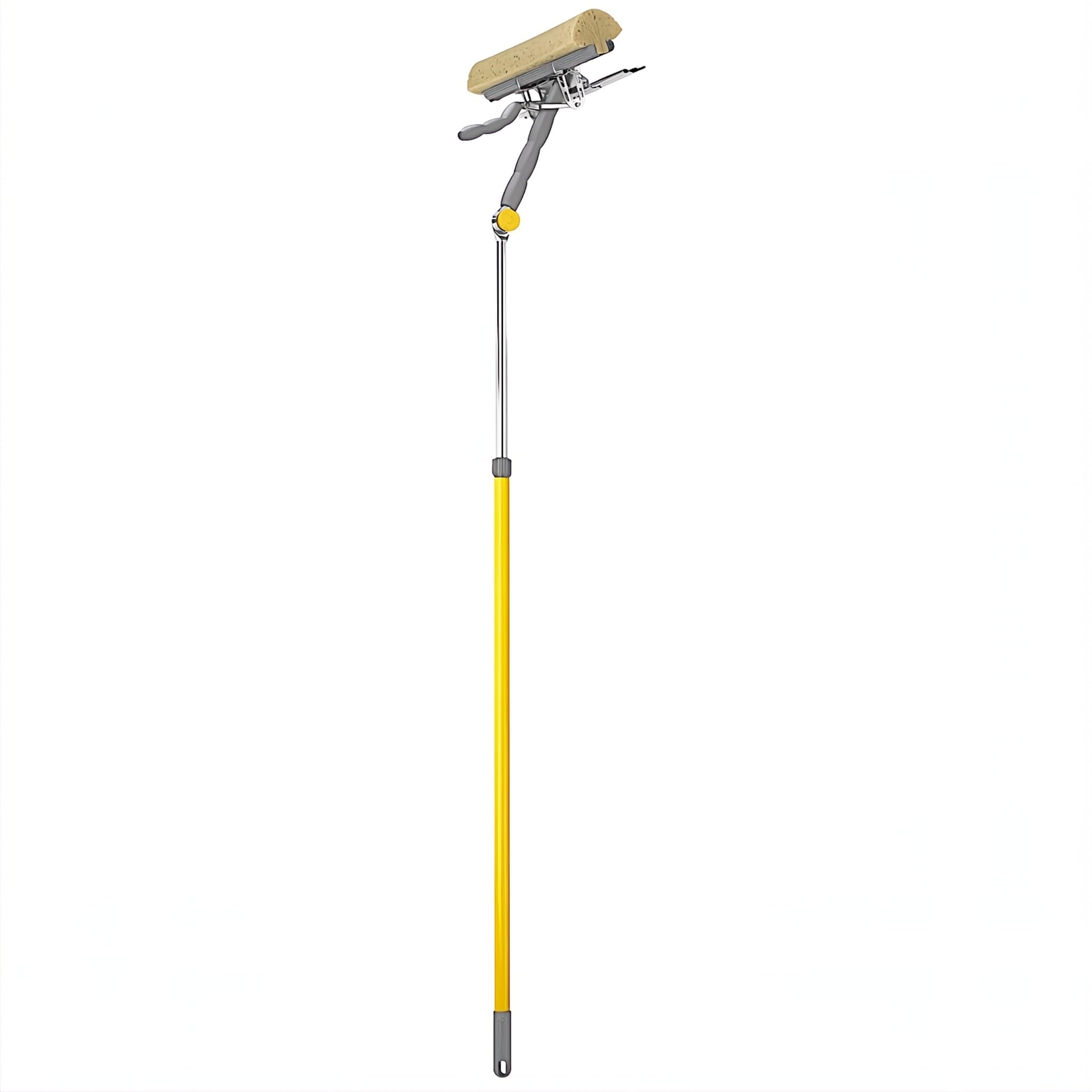 Bricoloco Nettoyeur de vitres extensible et articulé 110-174 cm Professionnel Système lave-vitres avec mécanisme d'essorage, caoutchouc, tête pivotante et manche télescopique