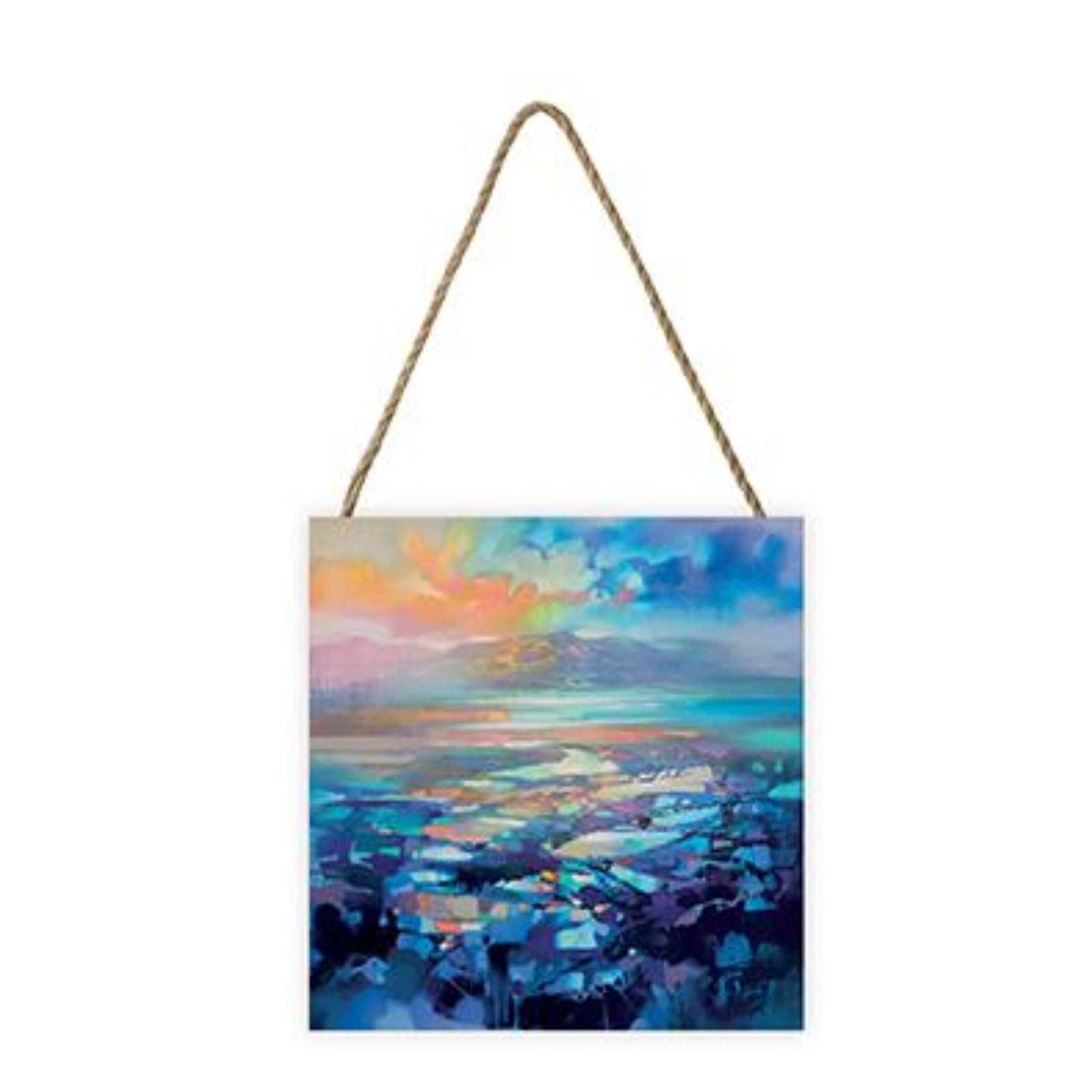 Pyramid International Multi-Colour Scott Naismith Artwork (Hebridean Resonance 2 Design) 20Cm X 20Cm X 3Cm Woodblock With Hanging Cord - Official Merchandise