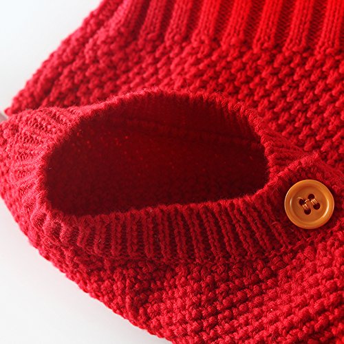 Pinleck Baby Girls Sweet Knitted Fleece Romper Long Sleeve Ruffle Jumpsuit Sweater Dress (Red, 73/3-6 Months) #TOP7