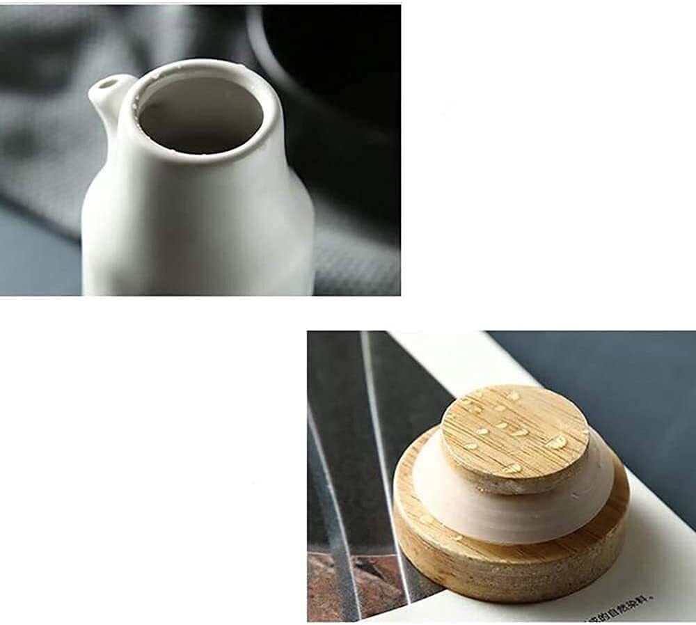 Botella dispensadora de Aceite y vinagre de cerámica con tapón de Corcho: Botella de 400 ml para Aceite de Oliva y Salsa de Soja, Ideal para Usar en la Mesa de la Cocina.