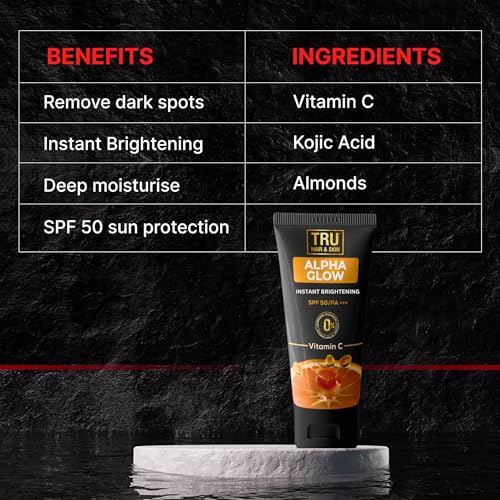 Image of Tru Hair & Skin RebelX Blast Scrub Bathing Bar for Men 100g with AlphaGlow Sunscreen SPF 50 PA+++ 25g | Deep Cleansing Handmade Soap & Daily Sun Protection Combo