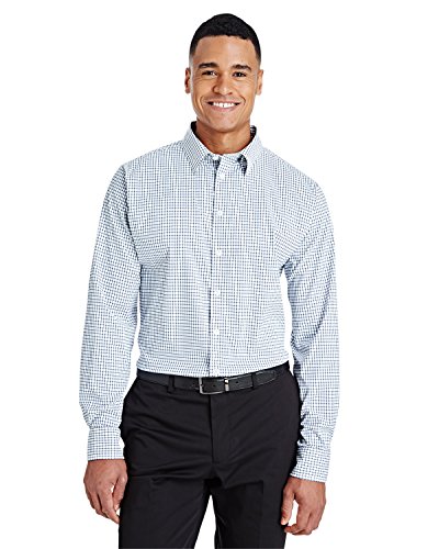 Devon & Jones CrownLux Performance™ Men's Micro Windowpane Shirt XL NAVY/ WHITE