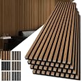 Art3d 4-Pack 108" x 12" Acoustic Wood Panels for Wall, Soundproof Wood Slat Panel for Wall and Ceiling, 3D Fluted Sound Absorbing Paneling for Interior Wall Decor, Living Room, Bedroom - Teak