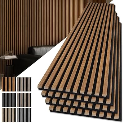 Art3d 4-Pack 108" x 12" Acoustic Wood Panels for Wall, Soundproof Wood Slat Panel for Wall and Ceiling, 3D Fluted Sound Absorbing Paneling for Interior Wall Decor, Living Room, Bedroom - Teak
