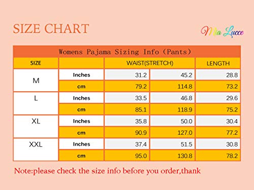 Mia Lucce 2 Pack Womens Pajama Pants -Capri Pajama Bottom-3/4 Length Sleep Pants(Medim,Grey Flower+Grey Star) #TOP2