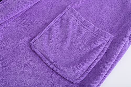 E.w Apparel Kids Boys Girls Hooded Towelling Bathrobe Dressing Gown 100 Percent Cotton Terry Towel Soft Terry Cloth Robe 5-16 Years(Purple,15-16 Years) (2022-09-13) #TOP4