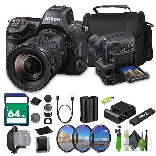 Image of Nikon Z8 Mirrorless Camera with 24-120mm f/4 Lens + Soft Case + Memory Card Wallet + 64GB Memory Card + Card Reader + Hand Strap + 3 Piece Filter Kit + 12 Inch Flex Tripod + More
