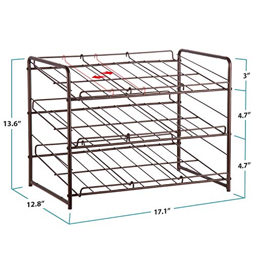Auledio 3 Tier Can Rack, Stackable and Adjustable Multi-Function Cabinet Basket Organizer,Bronze