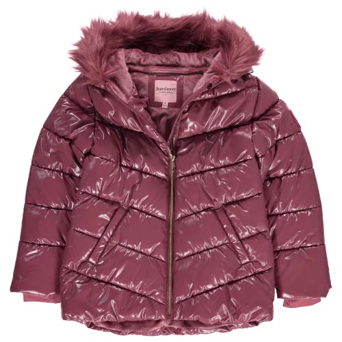 Image of Juicy Couture Girls Coat, Faux Fur Hooded Winter Jacket, Warm Padded Parka Hoodie, Kids Heavyweight Winter Coat