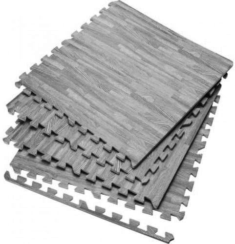 Interlocking Large Grey wooden Floor Mat Garage Exercise Play Yoga Gym Gymnastic Home Office Mat (Grey, 20 Mats-80 square feet)
