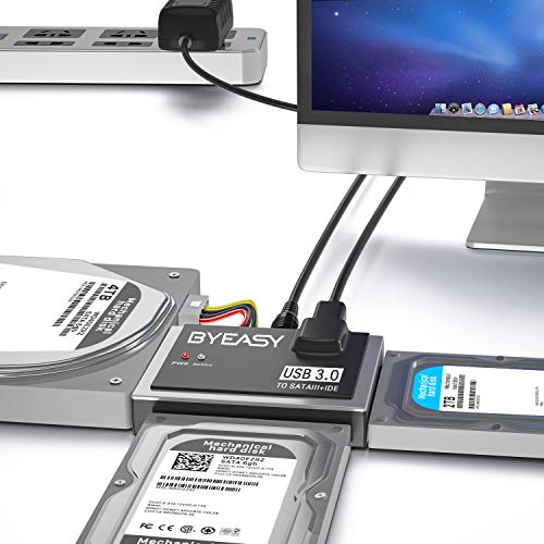 BYEASY SATA/IDE to USB 3.0 Adapter, USB-A and USB-C Plugs Hard Drive Adapter for Universal 2.5"/3.5" Inch IDE and SATA External HDD/SSD with 12V 2A Adapter, Support 12TB for Windows and Mac OS HD02 - Thumbnail 6