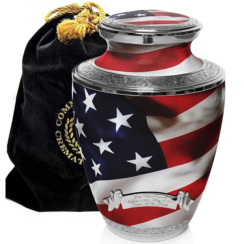 American Flag Cremation Urn for Ashes Adult Male - Beautifully Handcrafted Patriotic & Personalized Cremation Urns for Human Ashes Adult Man for Veteran or Patriot