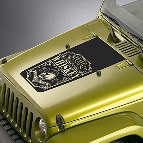 Hood Decal Compatible with Jeep Wrangler TJ YJ JK - Rockabilly Whiskey Label Blackout Sticker - Black