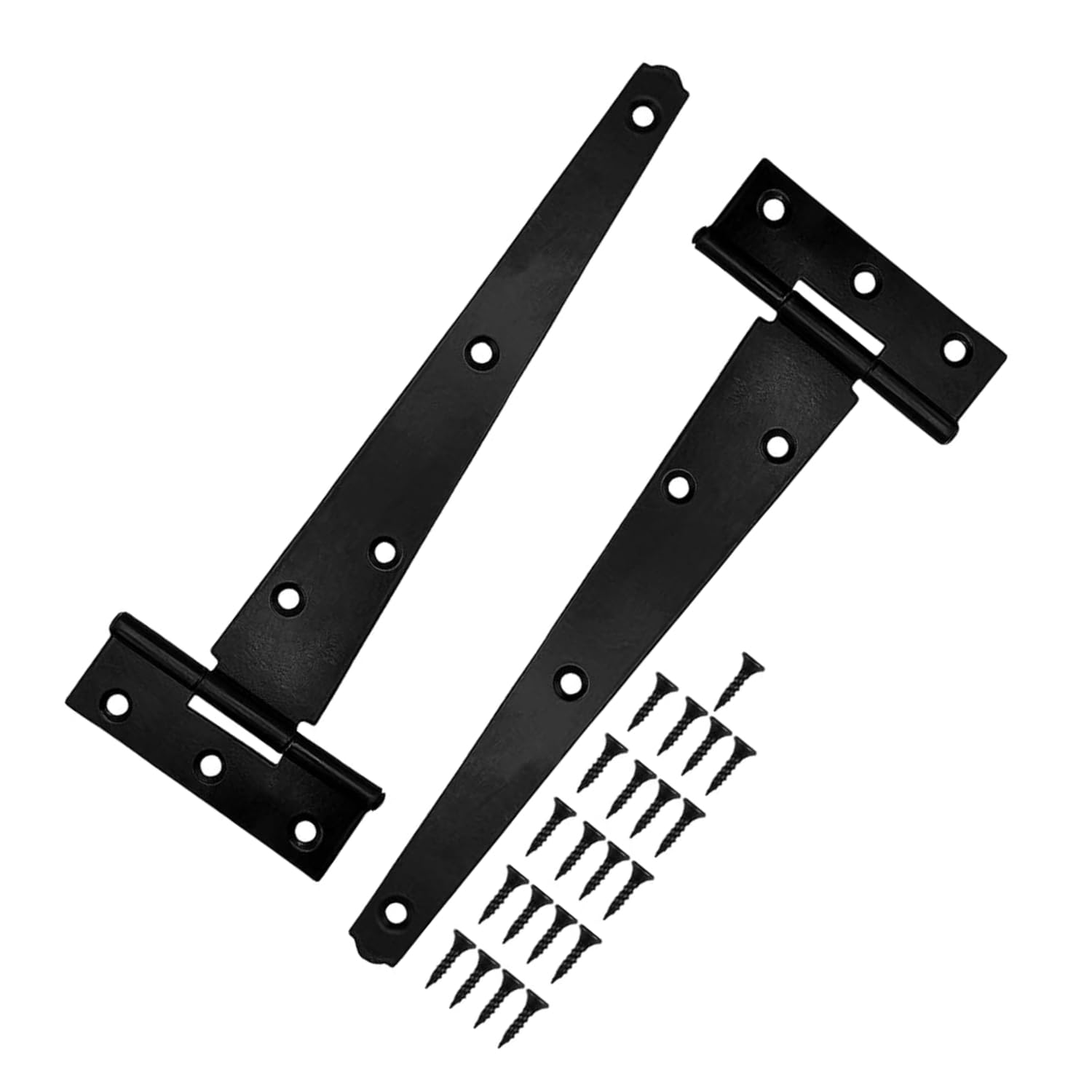 Garden Mile 2 Pack 12 Inch / 300mm Black Garden Gate Hinges for Wooden Gates Heavy Duty Powder Coated for Weather Protection T Hinges with Screws for Shed Garage Barn Doors Gate Hinge