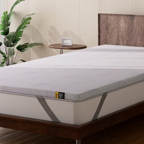 Image of Frido Cooling Mattress Topper Queen Bed Size 78X60X2 Inch | Reversible Cool-Tec & Knitted Fabric Cover with Soft & Supportive | Mattress Topper for Back Pain & Neck Pain | 10x Sleep Comfort