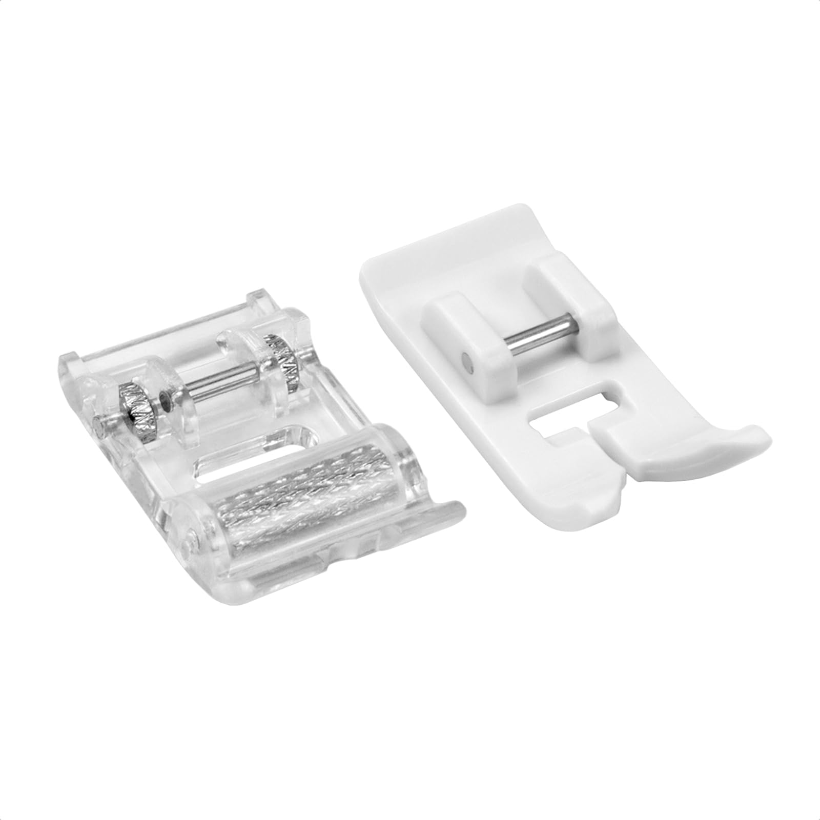 FIKLOTA 2-Piece Roller Foot and Non-Stick Zigzag Teflon Presser Foot Set for Low Shank Snap-On Singer, Brother, Janome, Juki, Babylock, Elna, Kenmore, White, Necchi, and More Sewing Machines