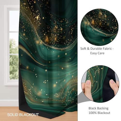 Rideau occultant salon vert émeraude en polyester marbre de haute qualité - 7