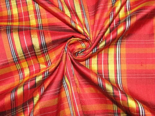 Soie Dupion 100% naturelle rouge jaune 137 cm au mètre pour robe de mariée et cortège