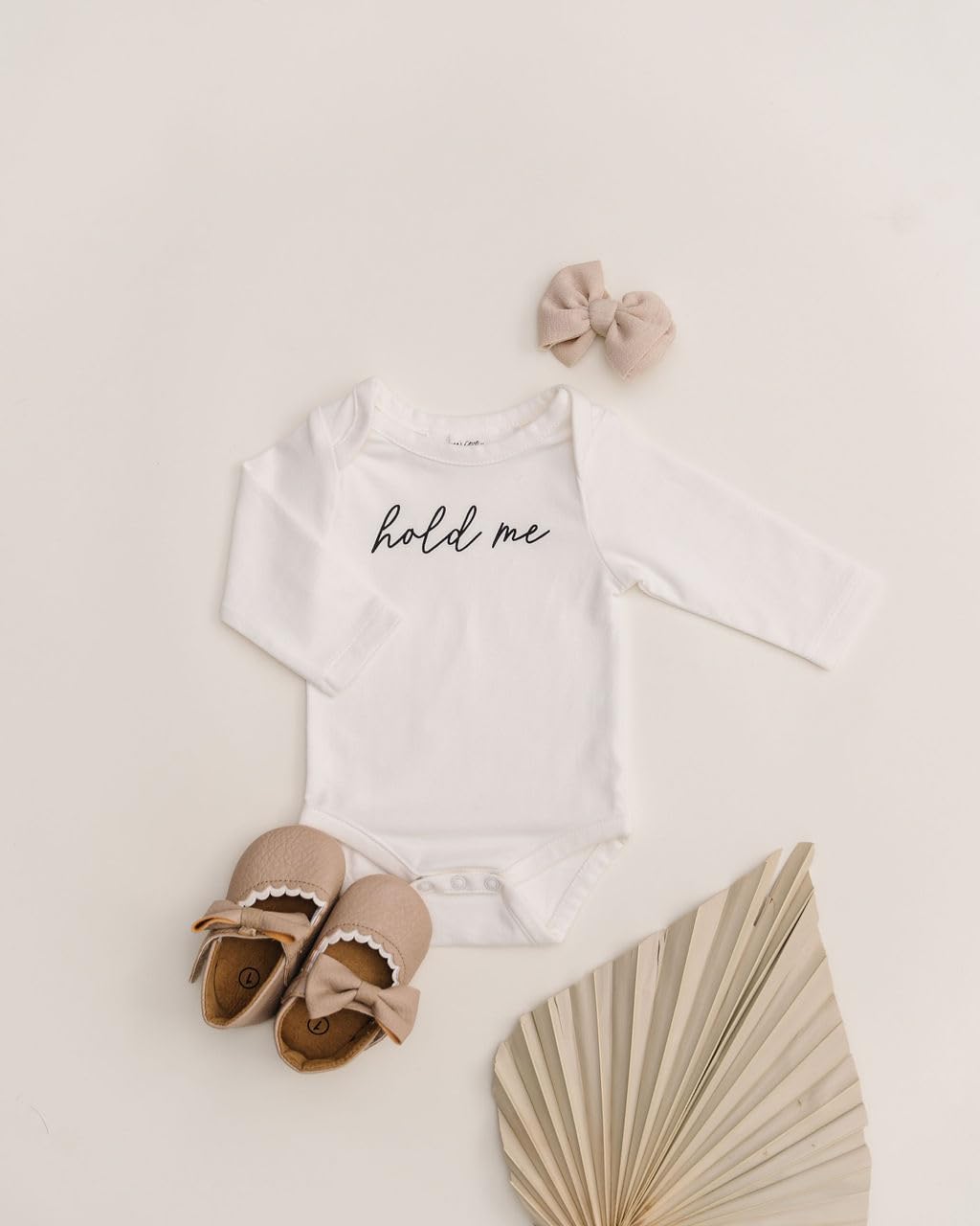 harp's cove Organic Cotton Baby Boy Girl Bodysuit - Long Sleeve Infant Onesie - Hold Me