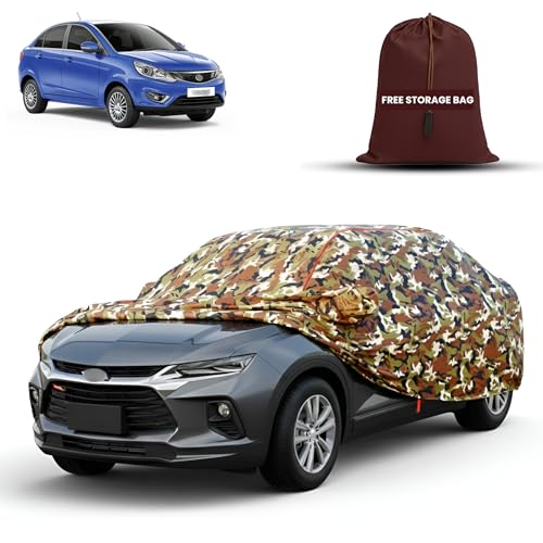 Image of MORNYRAY Car Cover for Tata Zest | Fully Waterproof Car Body Cover | with Mirror & Antenna Pocket | Dustproof, Windproof & Anti-Scratch Lining, Camouflage